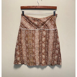 Vintage Meghan Noland Women Skirt Size 8 Brown Paisley Floral Fairy Boho 90s Y2K